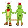 Green Grasshopper Mascot Costume with Custom Logo