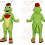 Green Grasshopper Mascot Costume with Custom Logo