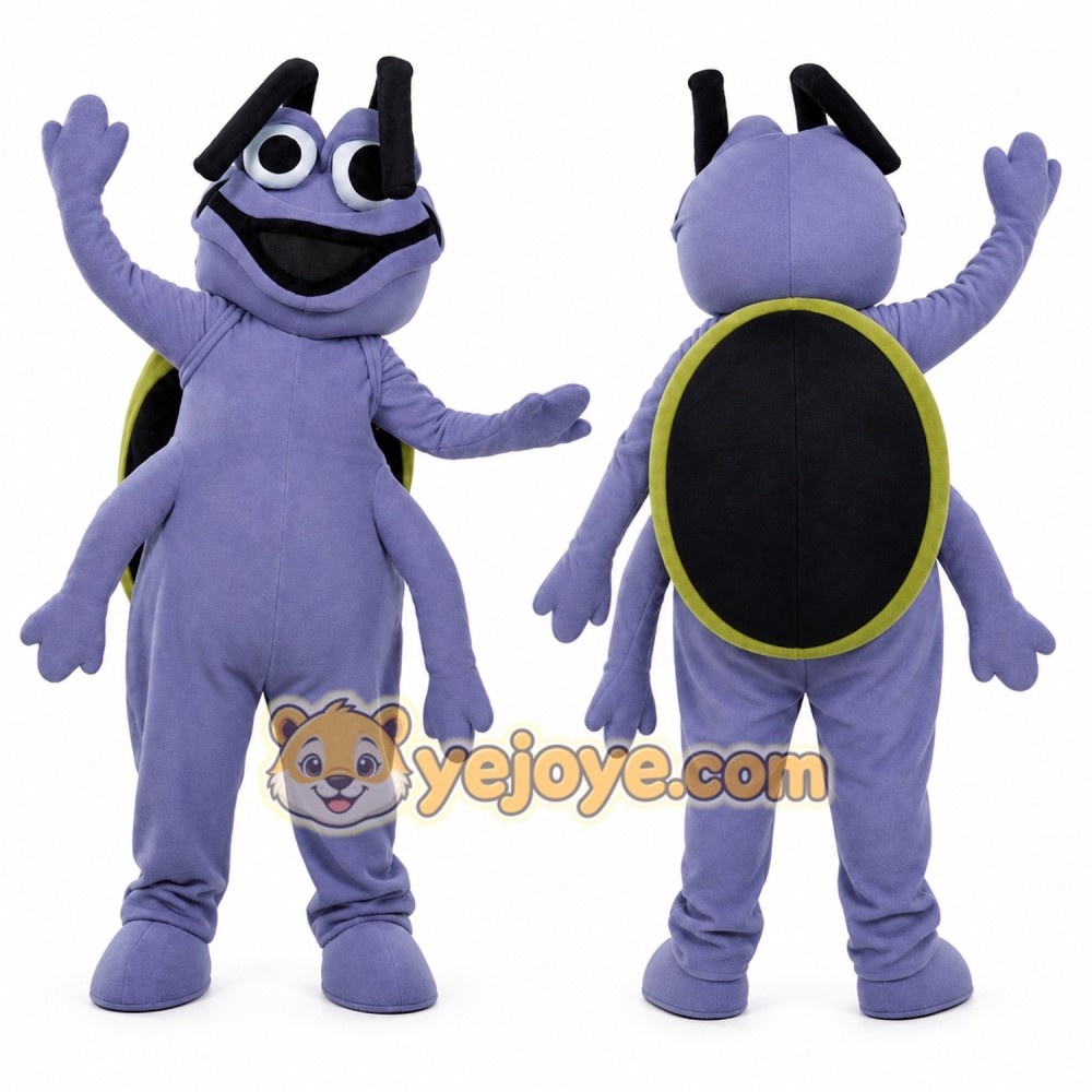 Purple Beetle Mascot Costume with Custom Logo Purple Beetle Mascot Costume with Custom Logo