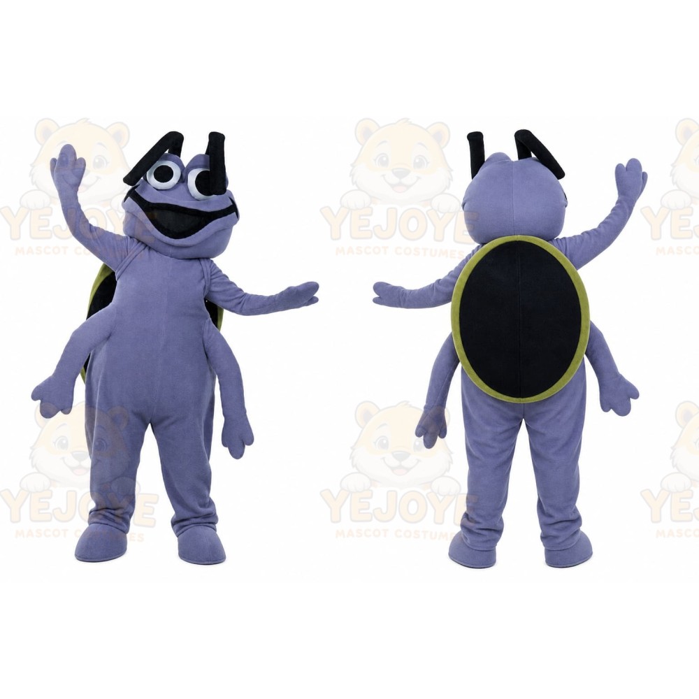 Purple Beetle Mascot Costume with Custom Logo