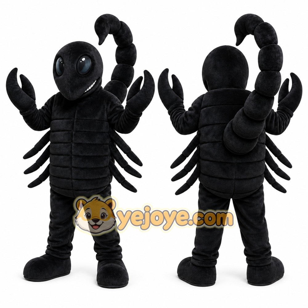 Black Scorpion Mascot Costume with Custom Logo Black Scorpion Mascot Costume with Custom Logo