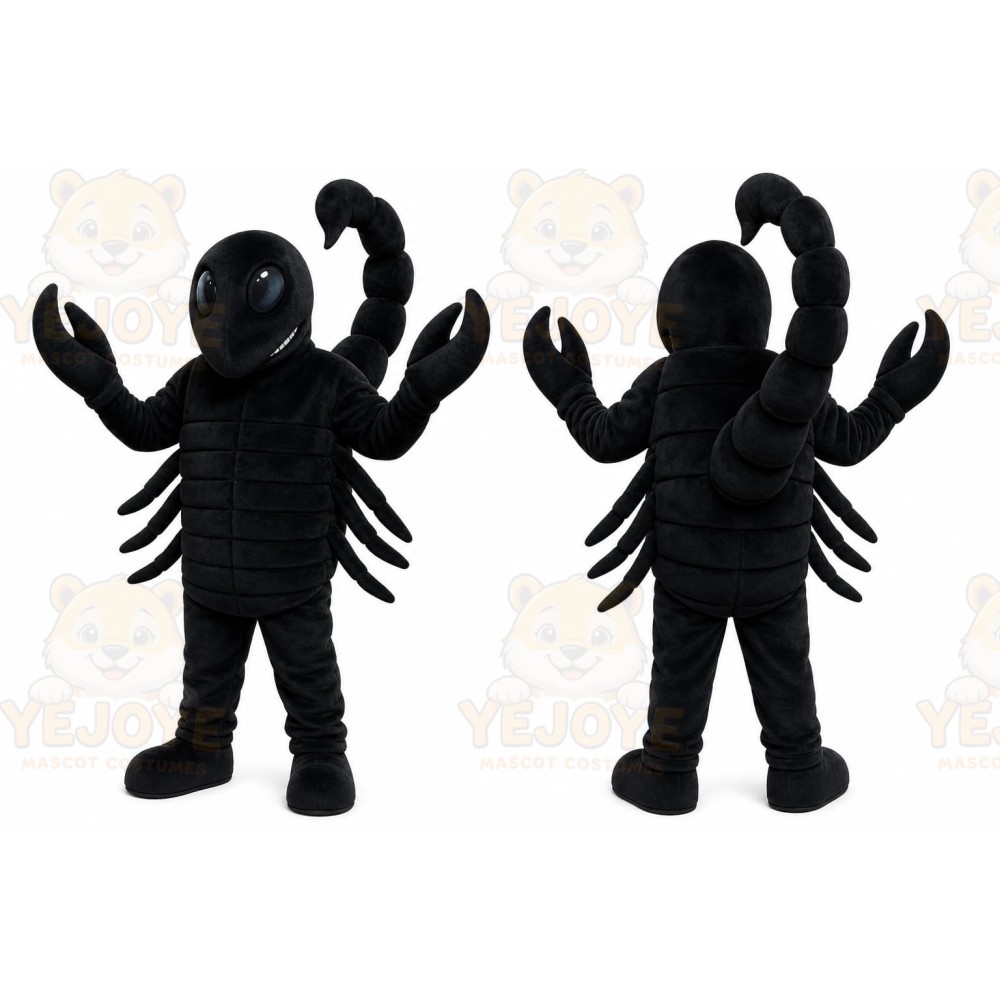 Black Scorpion Mascot Costume with Custom Logo