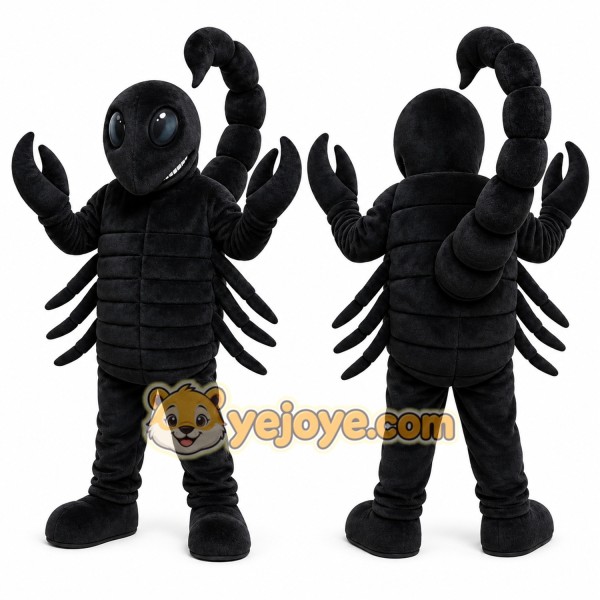 Black Scorpion Mascot Costume with Custom Logo