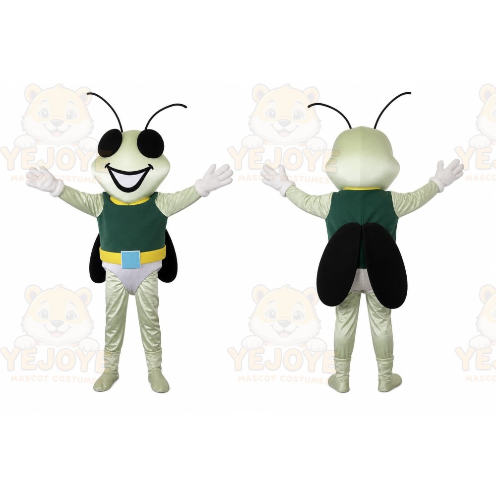 White Bug Mascot Costume with Custom Logo