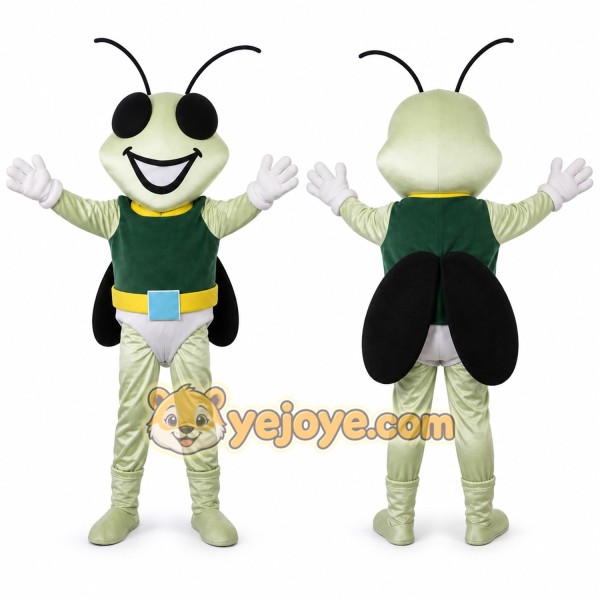 White Bug Mascot Costume with Custom Logo