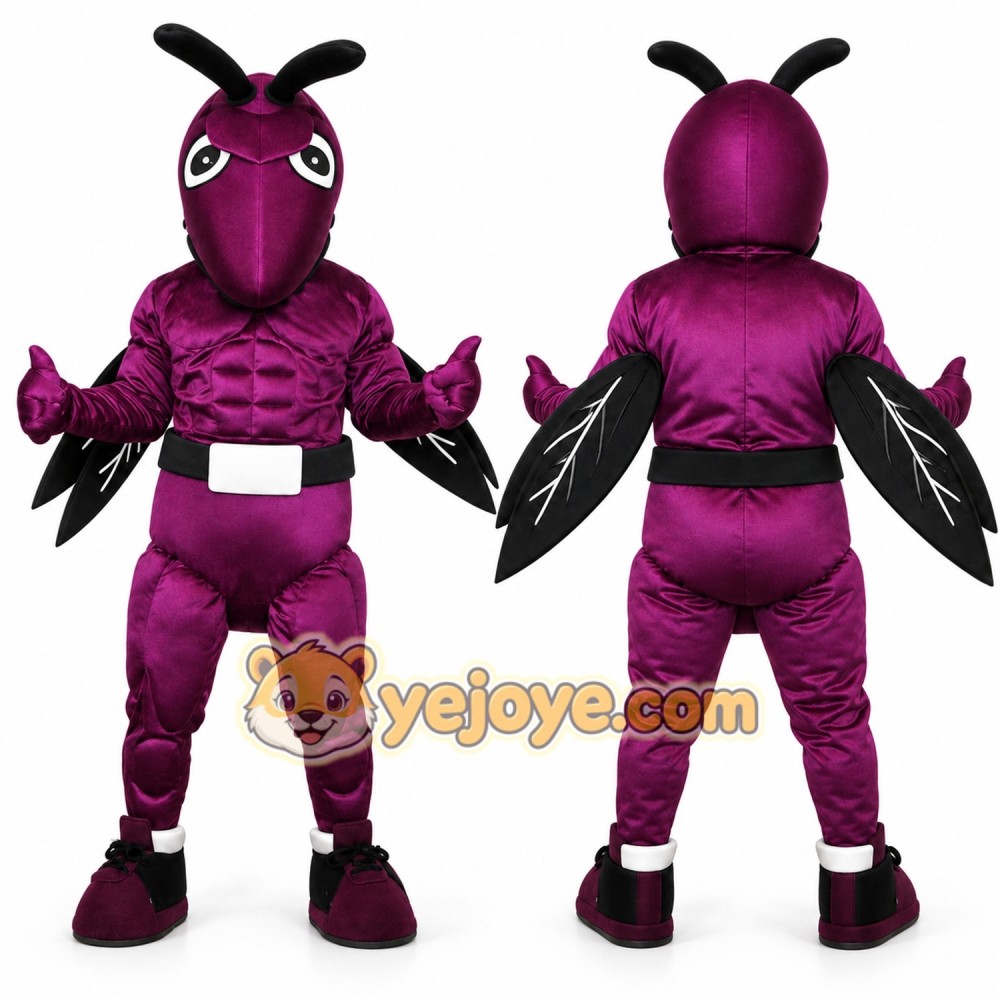 Purple Insect Mascot Costume with Custom Logo Purple Insect Mascot Costume with Custom Logo