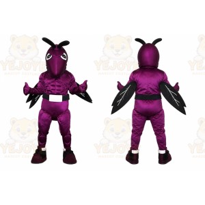 Purple Insect Mascot Costume with Custom Logo
