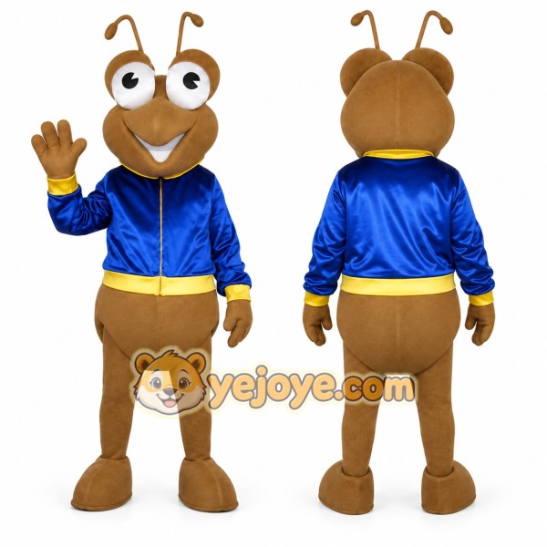 Brown Ant Mascot Costume with Custom Logo