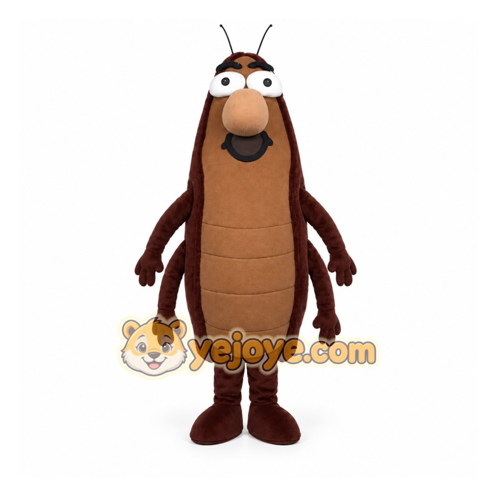 Brown Cockroach Mascot Costume with Custom Logo