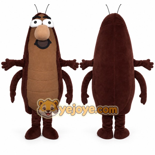 Brown Cockroach Mascot Costume with Custom Logo