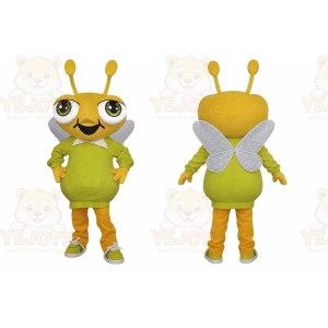 Yellow Bee Mascot Costume with Custom Logo