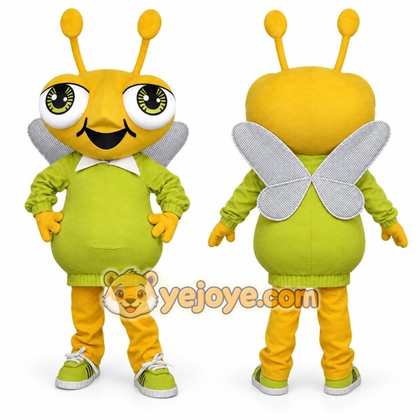 Yellow Bee Mascot Costume with Custom Logo