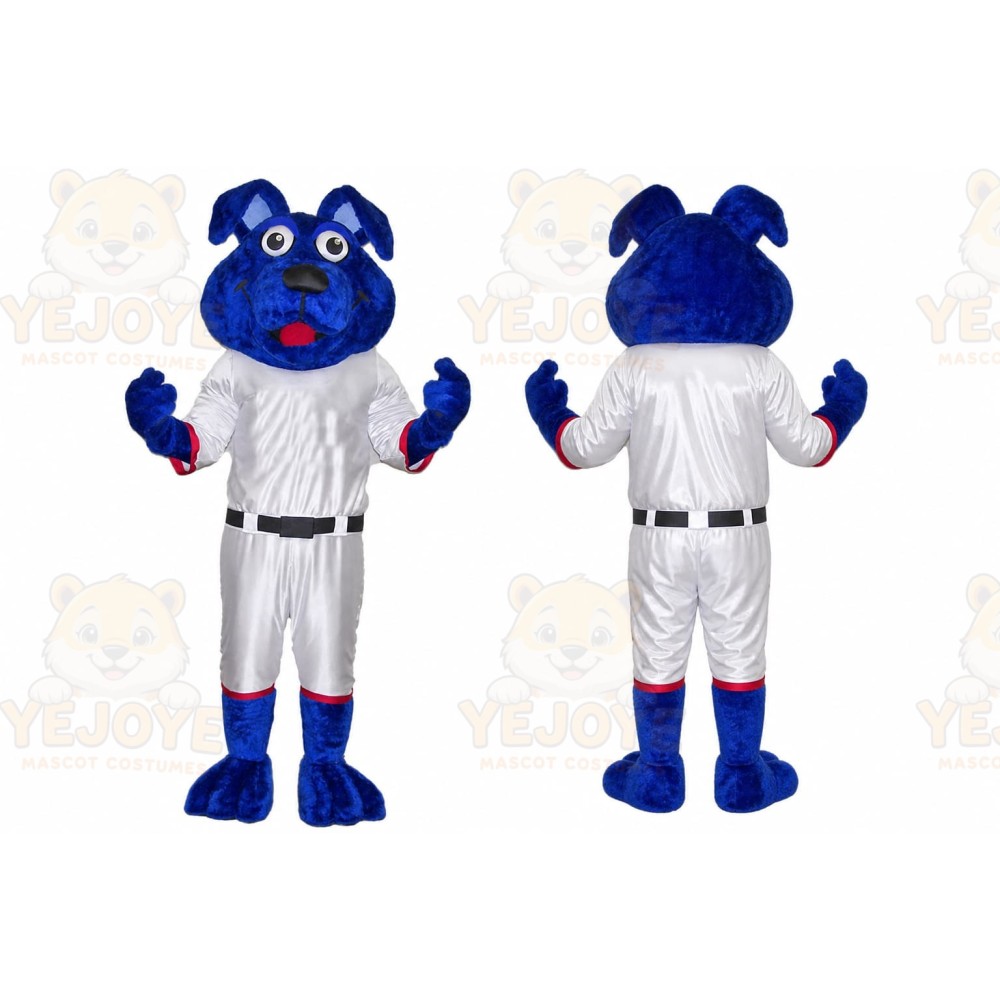 Blue Dog Mascot Costume with Custom Logo