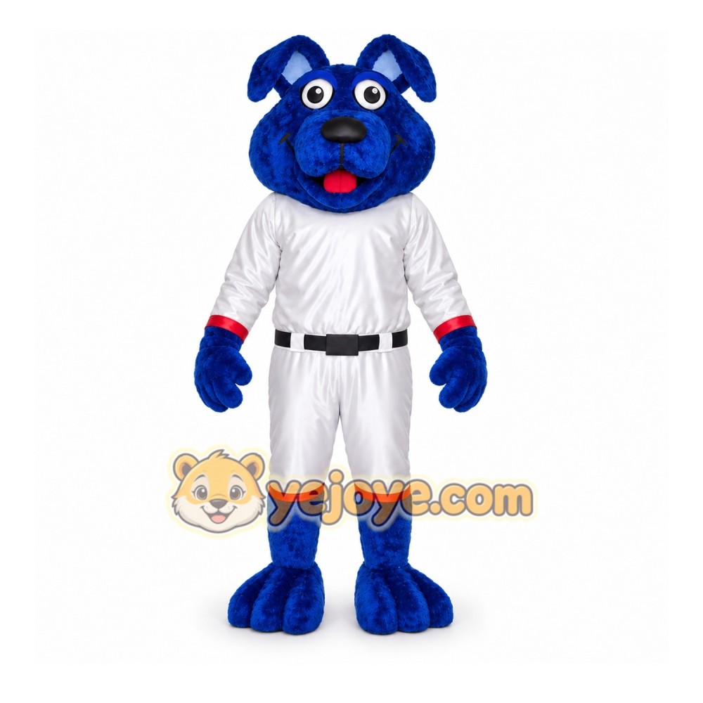 Blue Dog Mascot Costume with Custom Logo