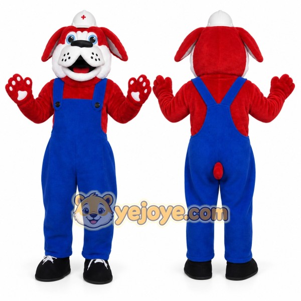 Red Dog Mascot Costume with Custom Logo