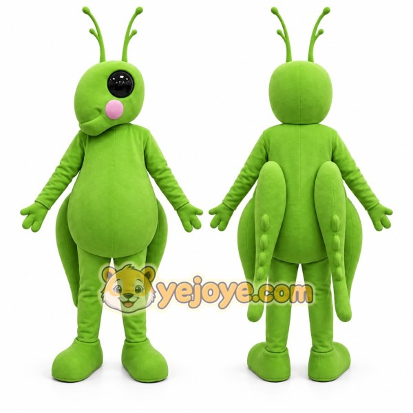 Green Insect Mascot Costume with Custom Logo