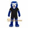 Blue Lion Mascot Costume with Custom Logo