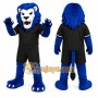 Blue Lion Mascot Costume with Custom Logo