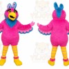 Pink Bird Mascot Costume with Custom Logo