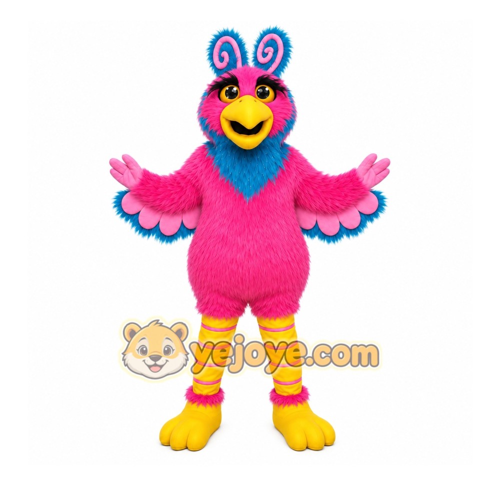 Pink Bird Mascot Costume with Custom Logo Pink Bird Mascot Costume with Custom Logo