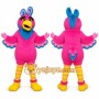 Pink Bird Mascot Costume with Custom Logo