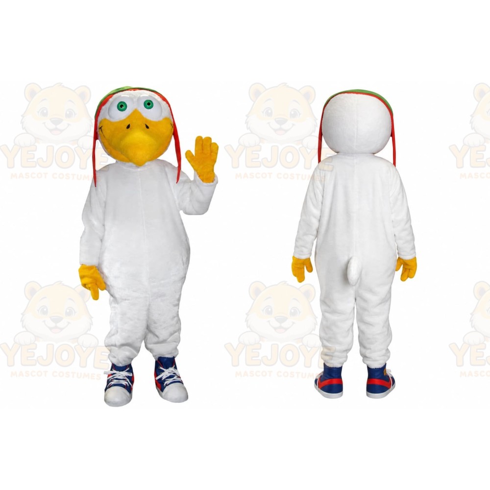 White Bird Mascot Costume with Custom Logo