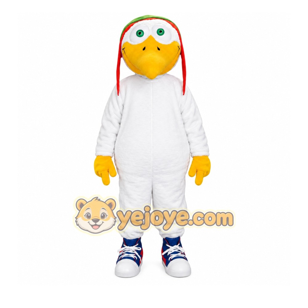 White Bird Mascot Costume with Custom Logo White Bird Mascot Costume with Custom Logo