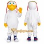 White Bird Mascot Costume with Custom Logo