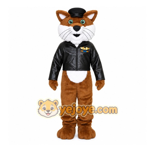 Brown Cat Mascot Costume with Custom Logo