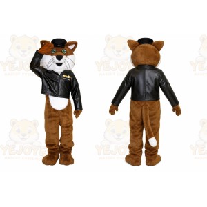 Brown Cat Mascot Costume with Custom Logo
