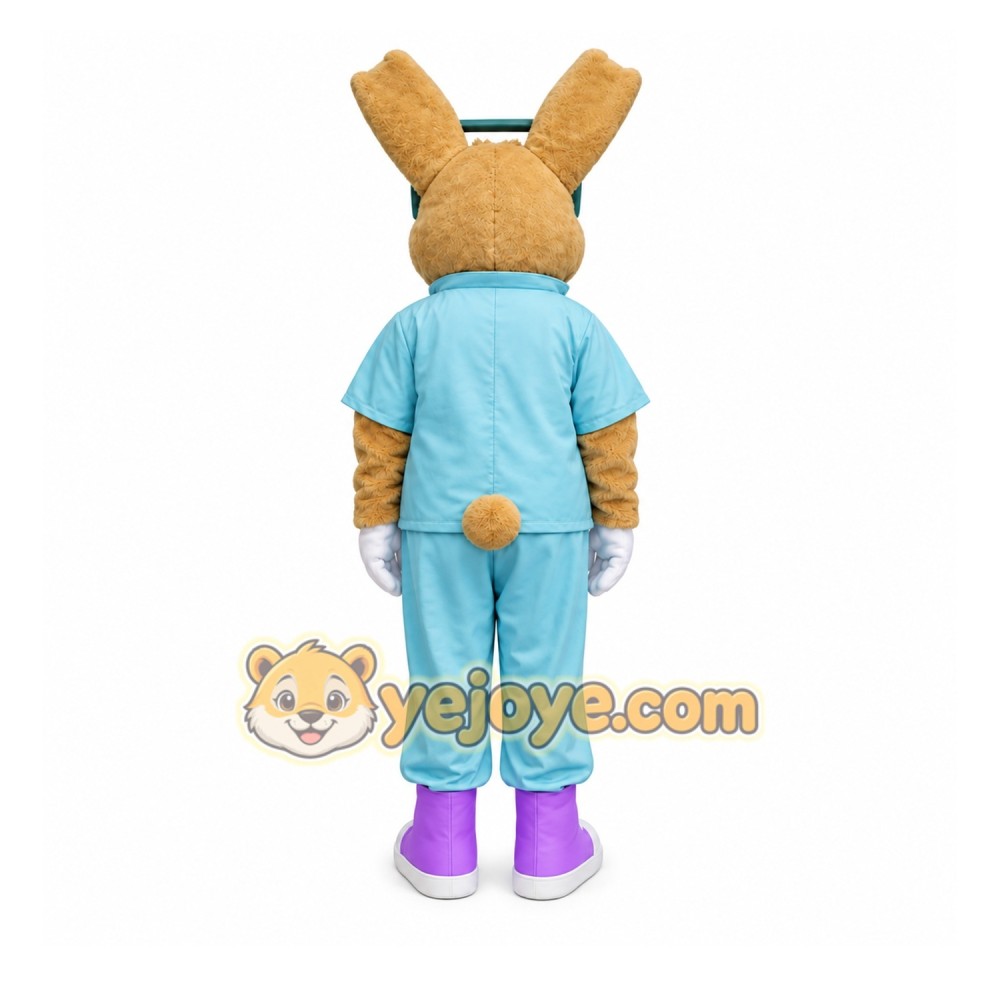 Tan Rabbit Mascot Costume with Custom Logo Tan Rabbit Mascot Costume with Custom Logo