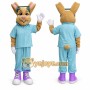 Tan Rabbit Mascot Costume with Custom Logo