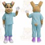 Tan Rabbit Mascot Costume with Custom Logo