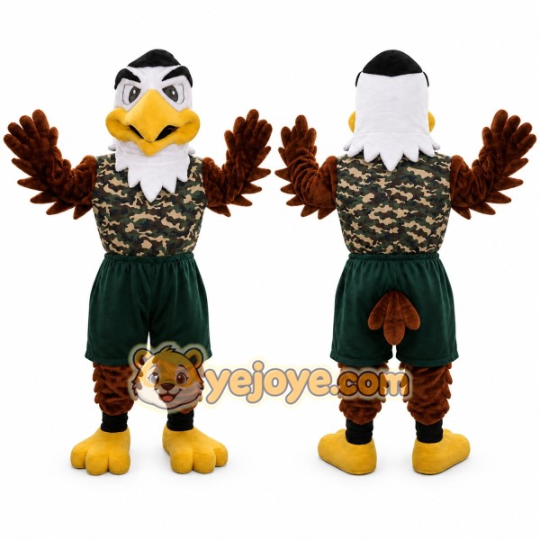 Brown Eagle Mascot Costume with Custom Logo