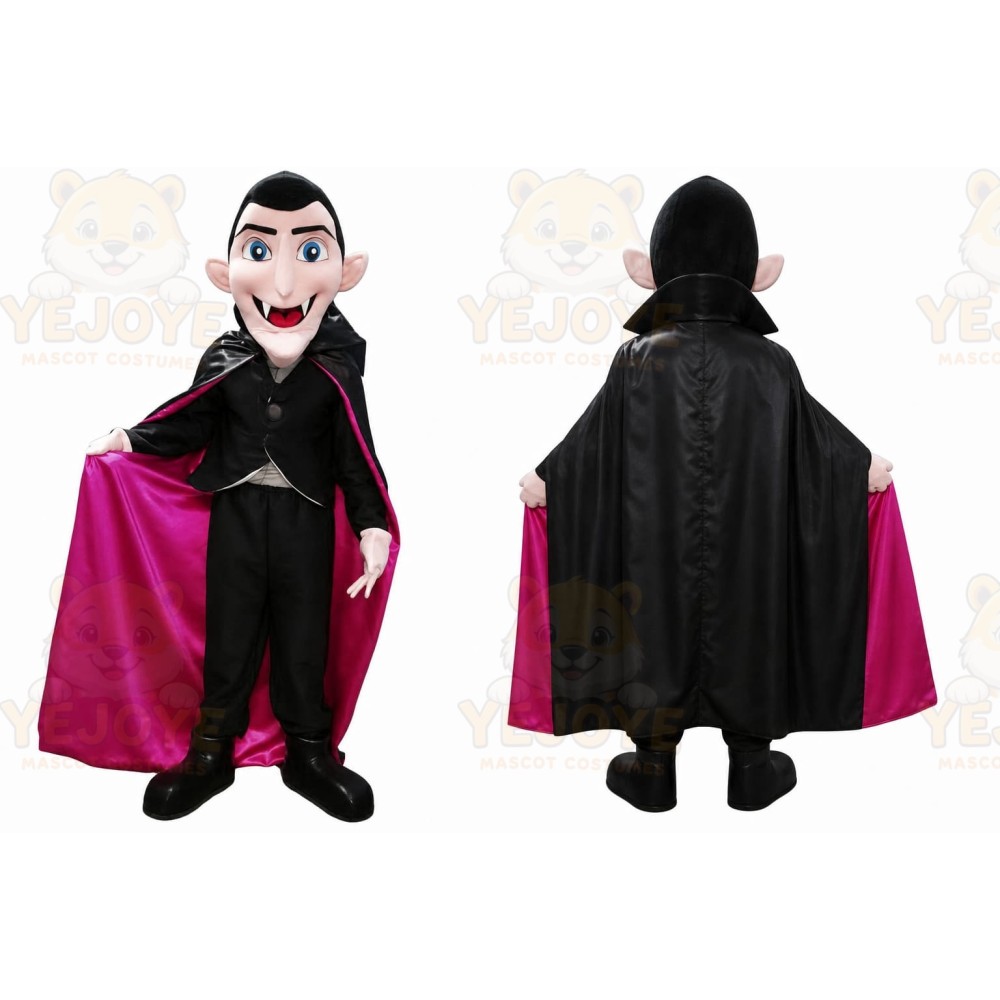 Black Vampire Mascot Costume with Custom Logo