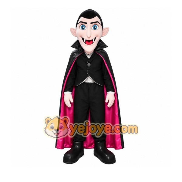 Black Vampire Mascot Costume with Custom Logo