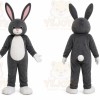 Gray Rabbit Mascot Costume with Custom Logo