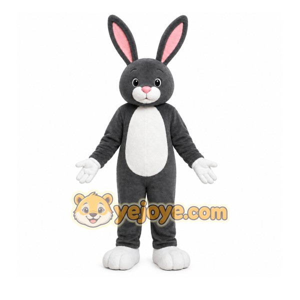 Gray Rabbit Mascot Costume with Custom Logo Gray Rabbit Mascot Costume with Custom Logo