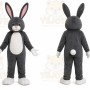 Gray Rabbit Mascot Costume with Custom Logo