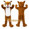 Brown Cougar Mascot Costume with Custom Logo