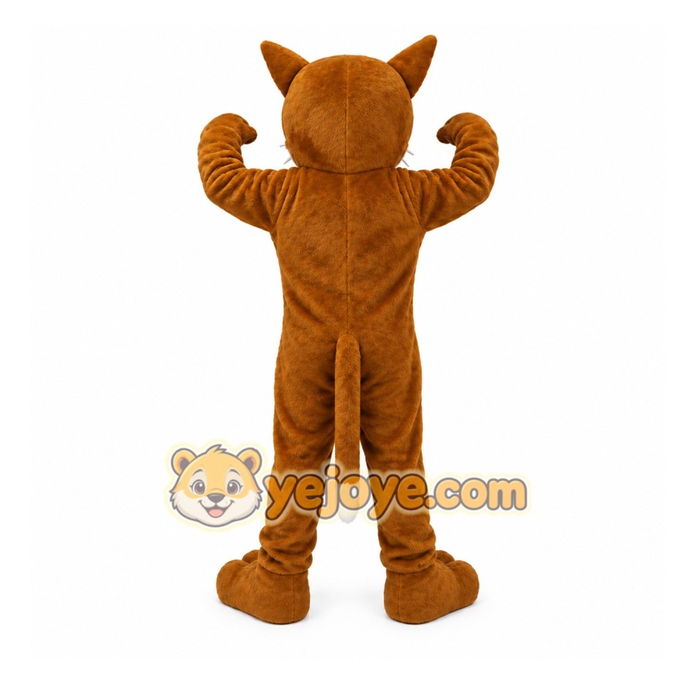 Brown Cougar Mascot Costume with Custom Logo