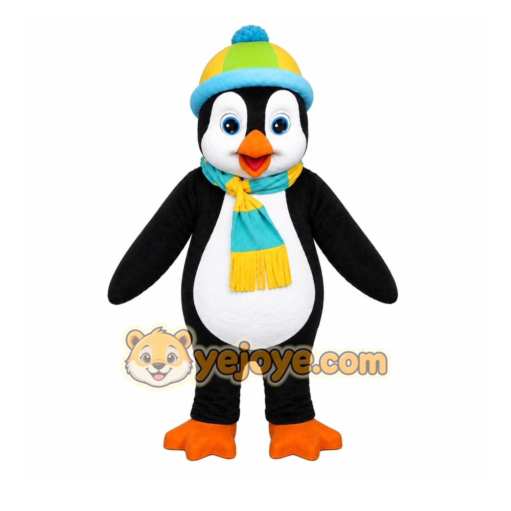 Black Penguin Mascot Costume with Custom Logo Black Penguin Mascot Costume with Custom Logo