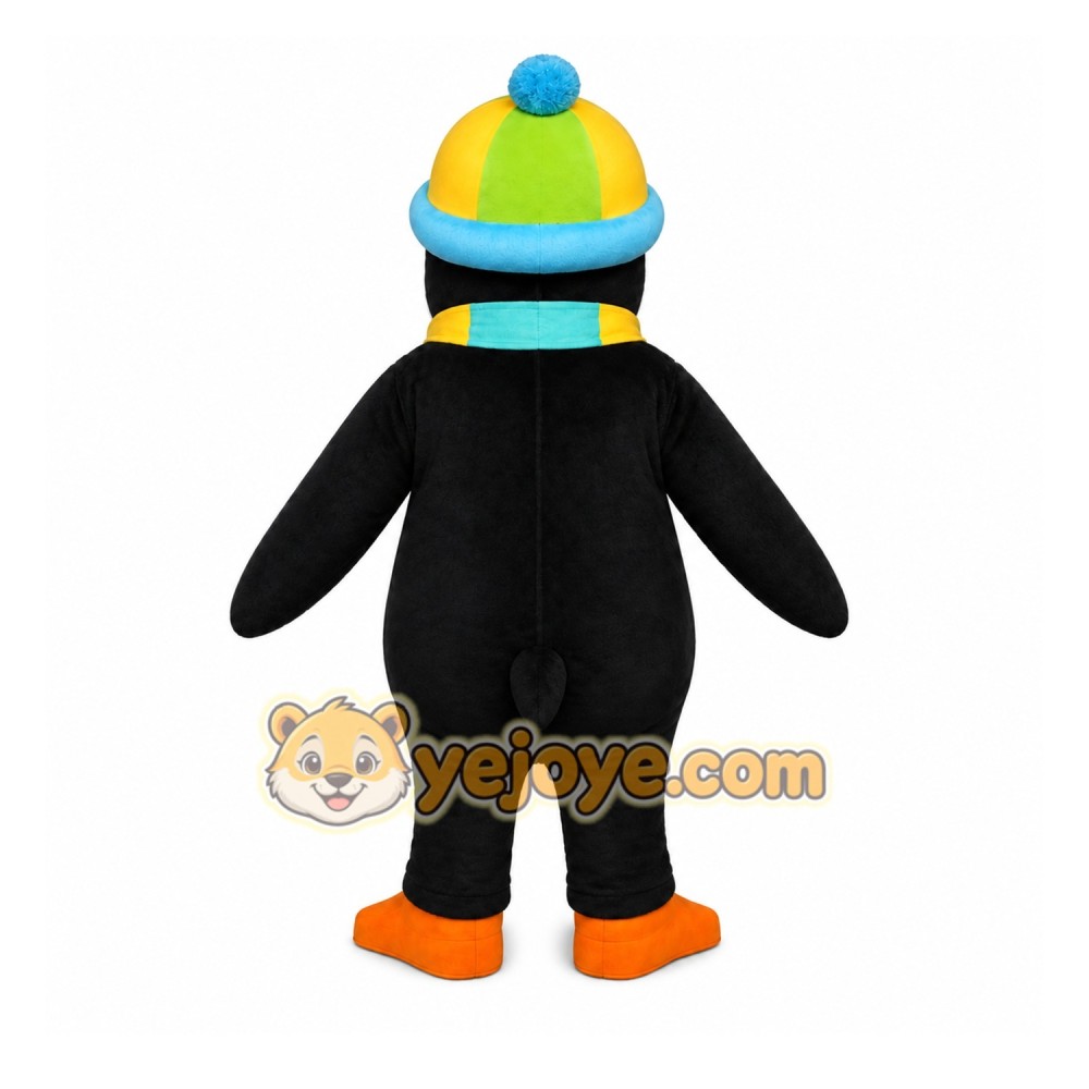 Black Penguin Mascot Costume with Custom Logo Black Penguin Mascot Costume with Custom Logo