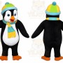 Black Penguin Mascot Costume with Custom Logo