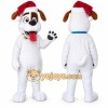 White Dog Mascot Costume with Custom Logo