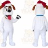 White Dog Mascot Costume with Custom Logo