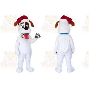 White Dog Mascot Costume with Custom Logo