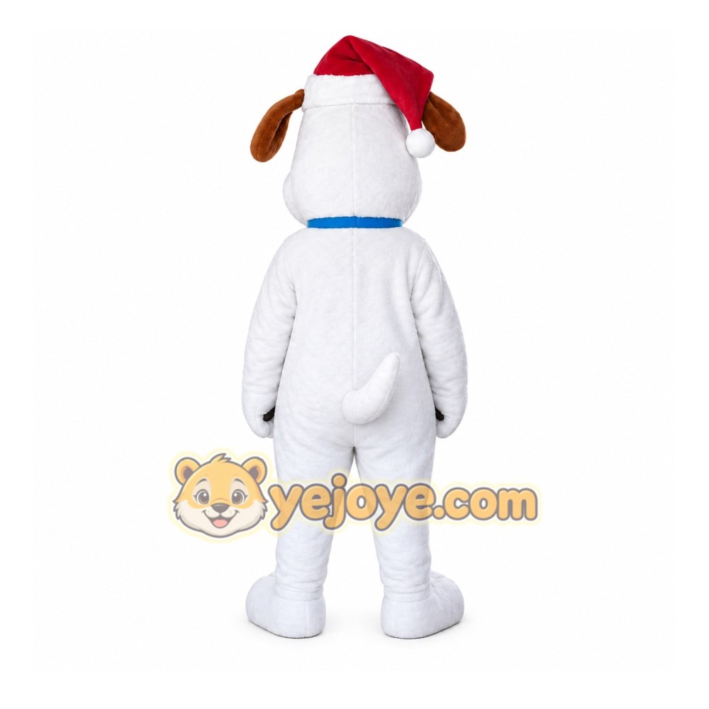 White Dog Mascot Costume with Custom Logo