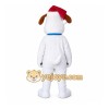 White Dog Mascot Costume with Custom Logo
