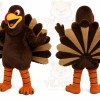 Brown Turkey Mascot Costume with Custom Logo